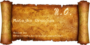 Matejko Orsolya névjegykártya